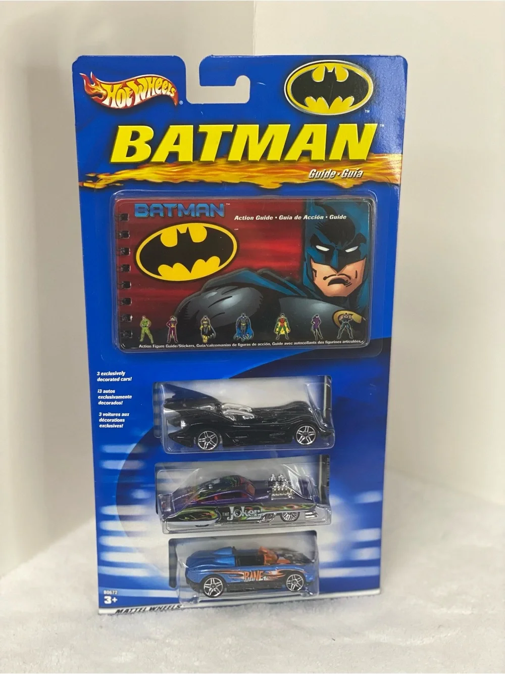 2003 Hot Wheels Batman 3-Pack W/Guidebook Batmobile Joker Evil Twin  Bane MX48